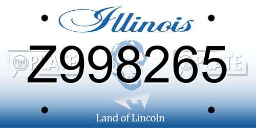 Z998265 Illinois License Plate