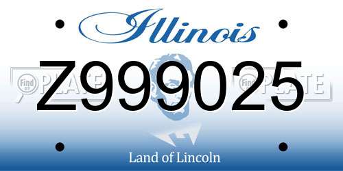 Z999025 Illinois License Plate