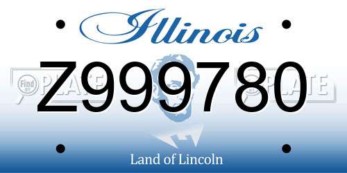 Z999780 Illinois License Plate