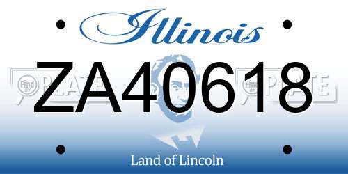 ZA40618 Illinois License Plate