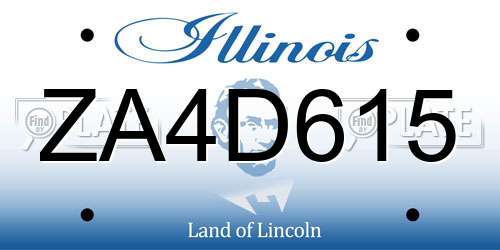 ZA4D615 Illinois License Plate
