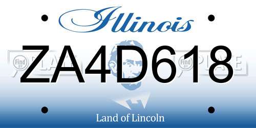 ZA4D618 Illinois License Plate