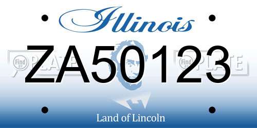 ZA50123 Illinois License Plate