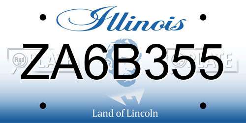 ZA6B355 Illinois License Plate
