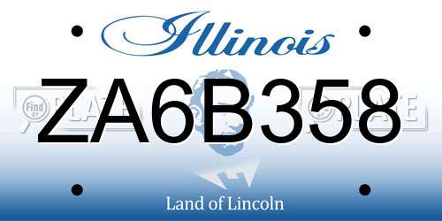 ZA6B358 Illinois License Plate