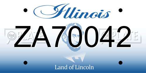 ZA70042 Illinois License Plate