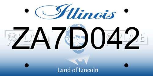 ZA7D042 Illinois License Plate