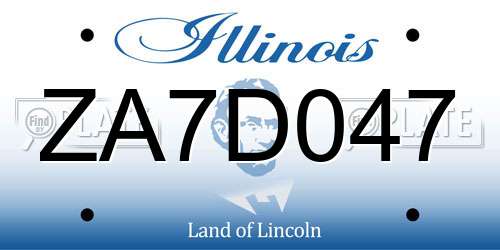 ZA7D047 Illinois License Plate
