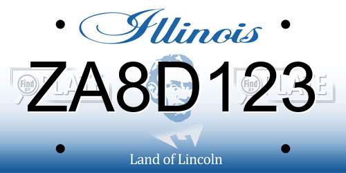 ZA8D123 Illinois License Plate