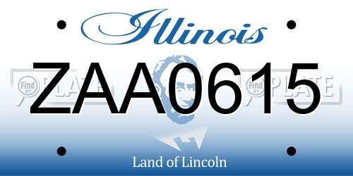 ZAA0615 Illinois License Plate