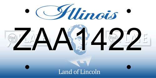 ZAA1422 Illinois License Plate