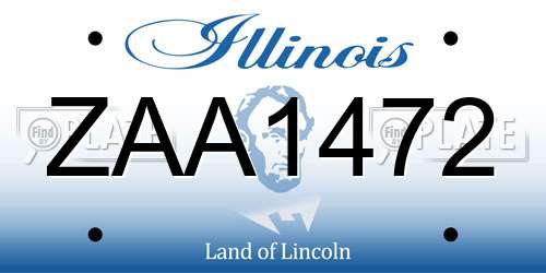 ZAA1472 Illinois License Plate
