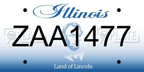 ZAA1477 Illinois License Plate