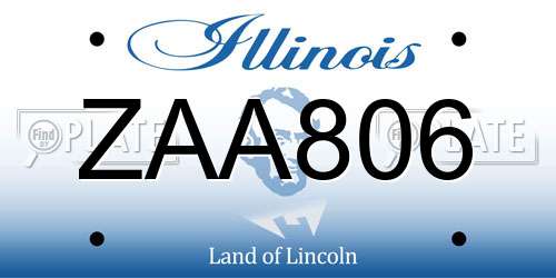 ZAA806 Illinois License Plate