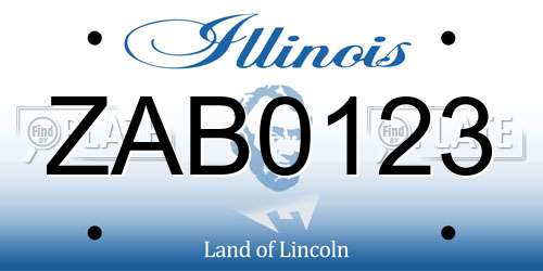 ZAB0123 Illinois License Plate