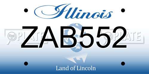 ZAB552 Illinois License Plate