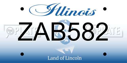 ZAB582 Illinois License Plate