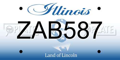 ZAB587 Illinois License Plate