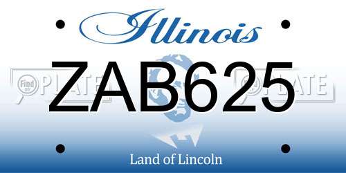 ZAB625 Illinois License Plate
