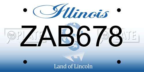 ZAB678 Illinois License Plate