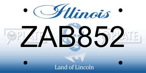 ZAB852 Illinois License Plate
