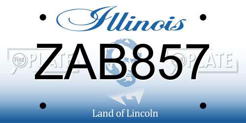 ZAB857 Illinois License Plate