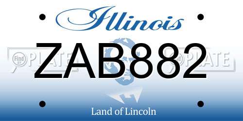 ZAB882 Illinois License Plate