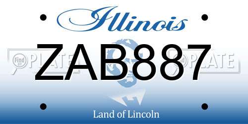 ZAB887 Illinois License Plate