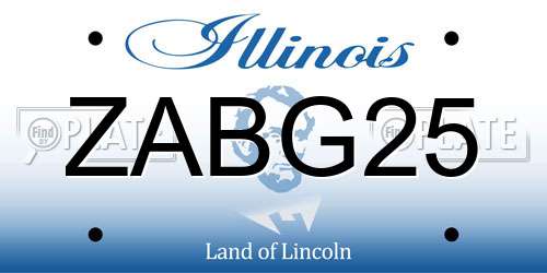 ZABG25 Illinois License Plate