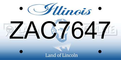 ZAC7647 Illinois License Plate