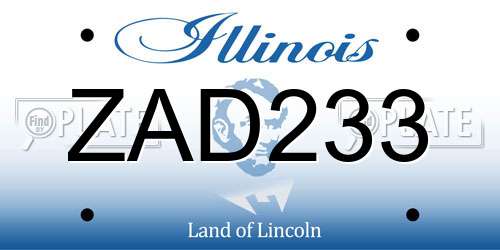ZAD233 Illinois License Plate