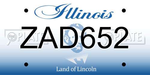 ZAD652 Illinois License Plate