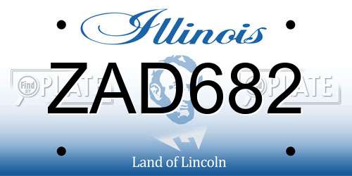 ZAD682 Illinois License Plate