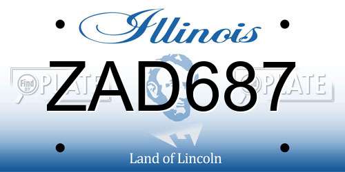 ZAD687 Illinois License Plate