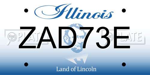 ZAD73E Illinois License Plate
