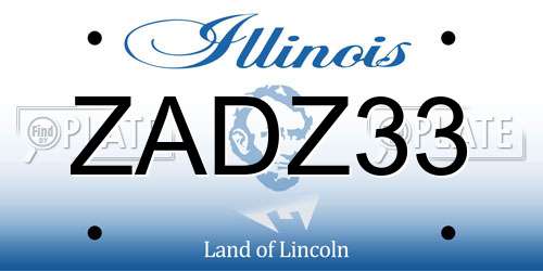 ZADZ33 Illinois License Plate