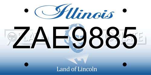 ZAE9885 Illinois License Plate