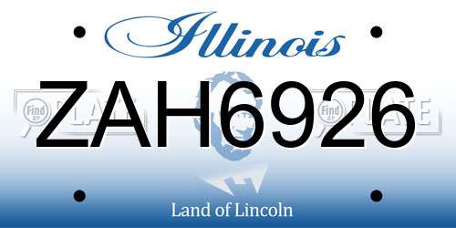 ZAH6926 Illinois License Plate