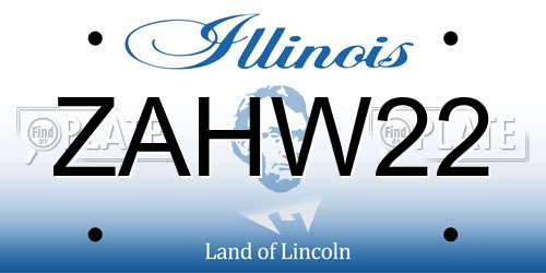 ZAHW22 Illinois License Plate