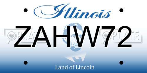 ZAHW72 Illinois License Plate
