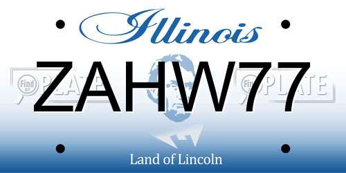 ZAHW77 Illinois License Plate