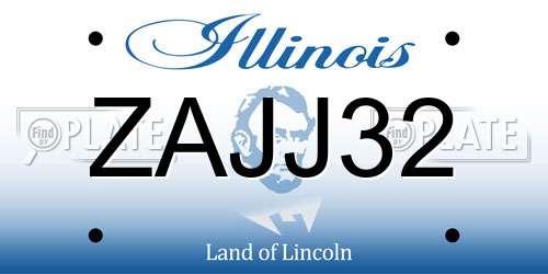ZAJJ32 Illinois License Plate