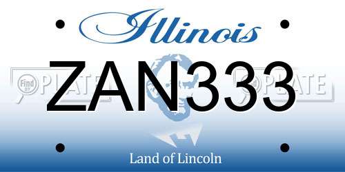 ZAN333 Illinois License Plate