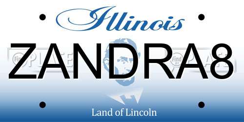 ZANDRA8 Illinois License Plate
