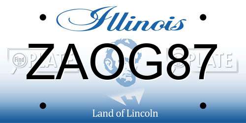 ZAOG87 Illinois License Plate