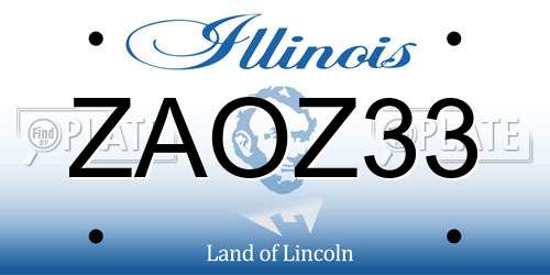ZAOZ33 Illinois License Plate