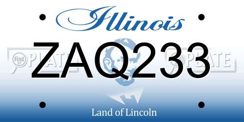 ZAQ233 Illinois License Plate