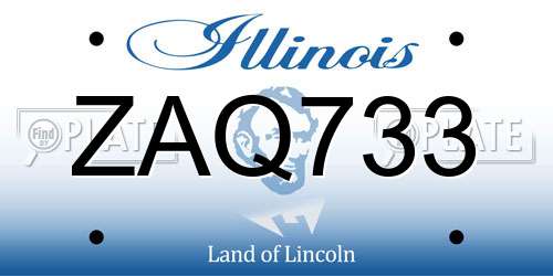 ZAQ733 Illinois License Plate