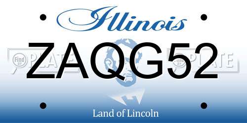 ZAQG52 Illinois License Plate