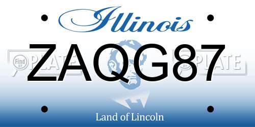 ZAQG87 Illinois License Plate